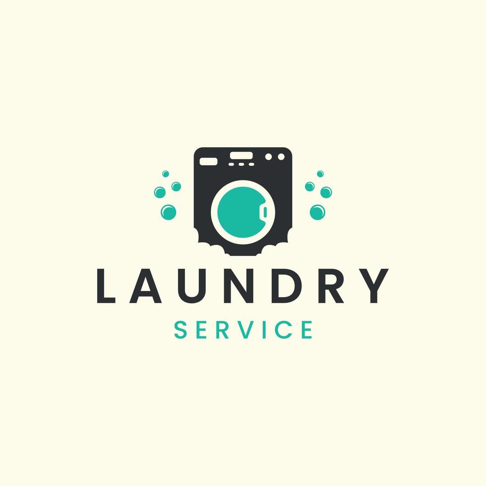 design de modelo de ícone de logotipo vintage de lavanderia. sabão, varal, água, bolha, ilustração vetorial vetor