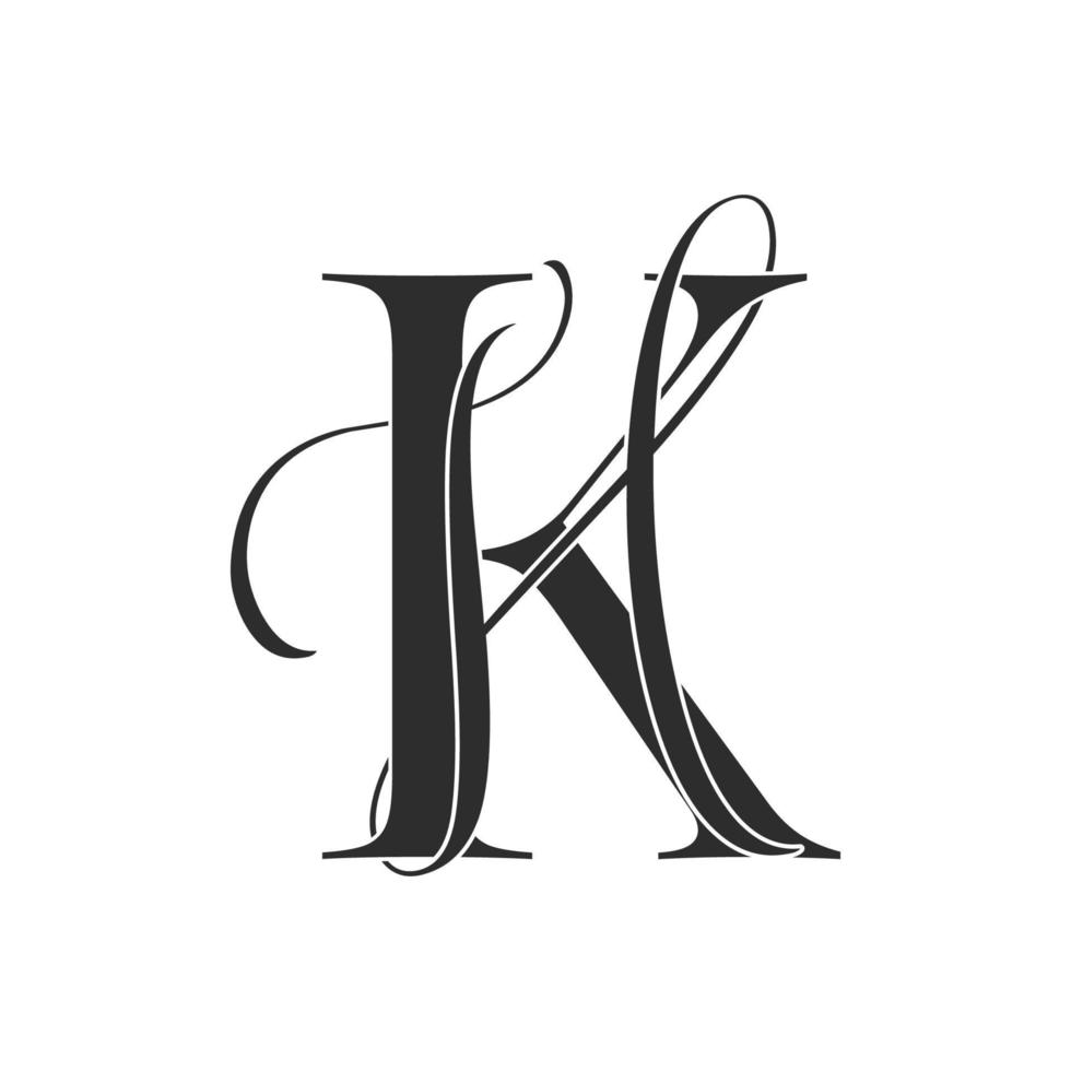 kh, hk, logotipo do monograma. ícone de assinatura caligráfica. monograma do logotipo do casamento. símbolo de monograma moderno. logotipo de casais para casamento vetor