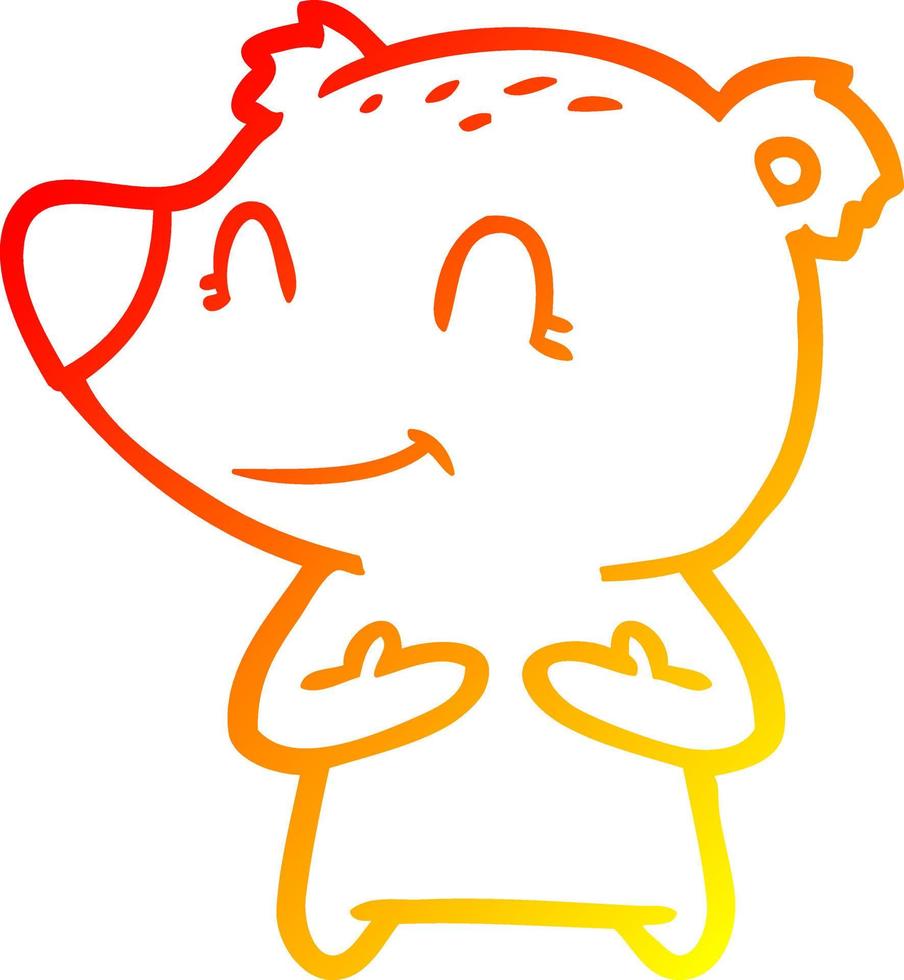 desenho de linha de gradiente quente desenho de urso amigável vetor