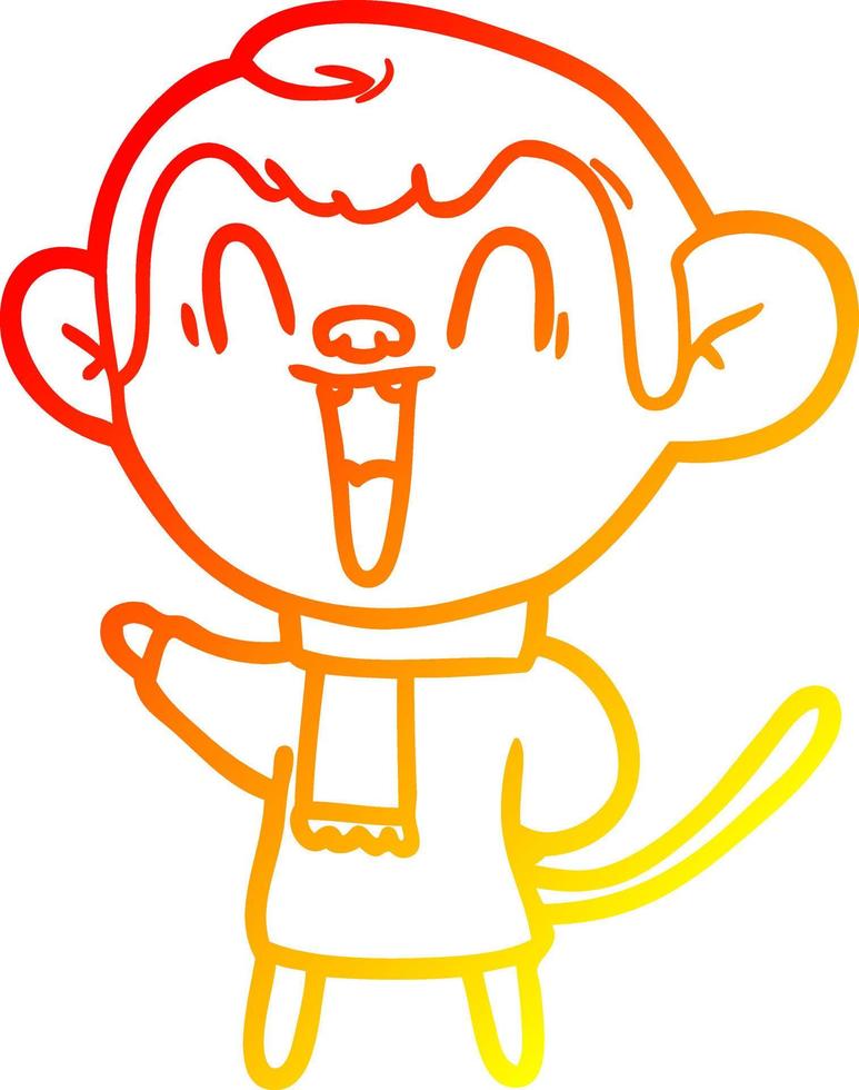 desenho de linha de gradiente quente desenho animado macaco rindo vetor