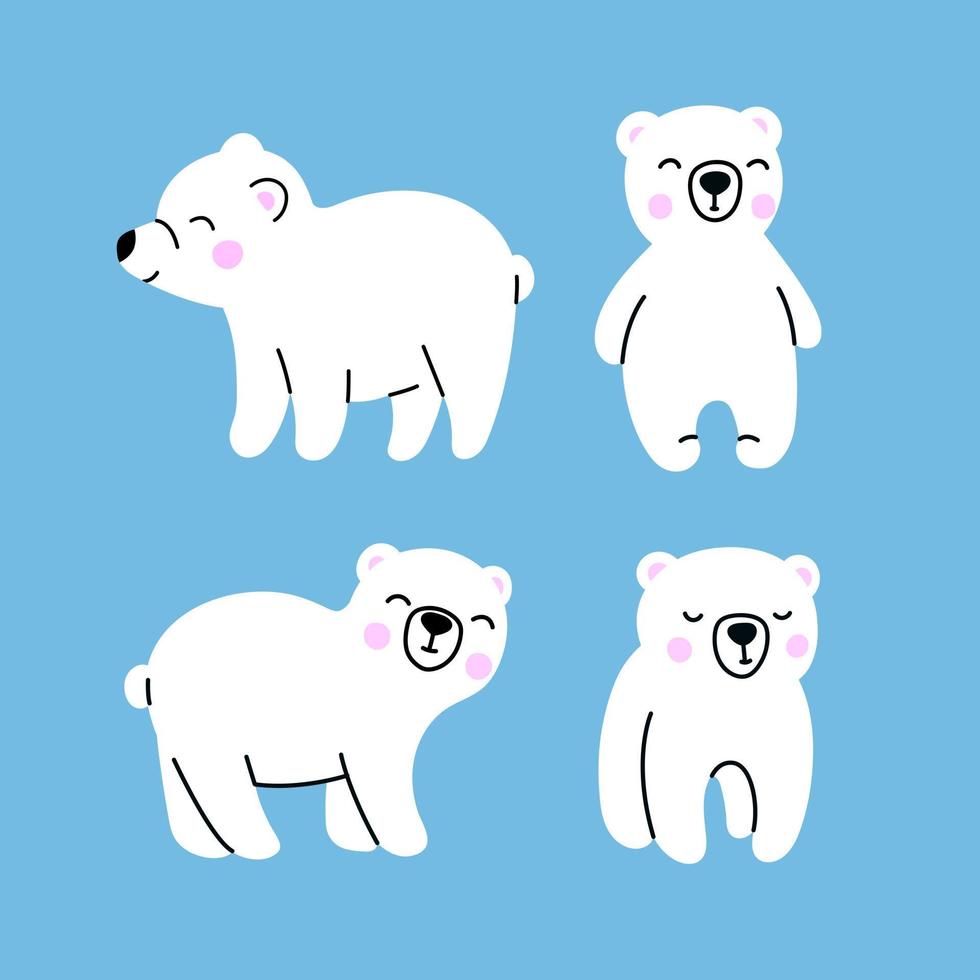 ursos polares árticos engraçados em fundo azul vetor