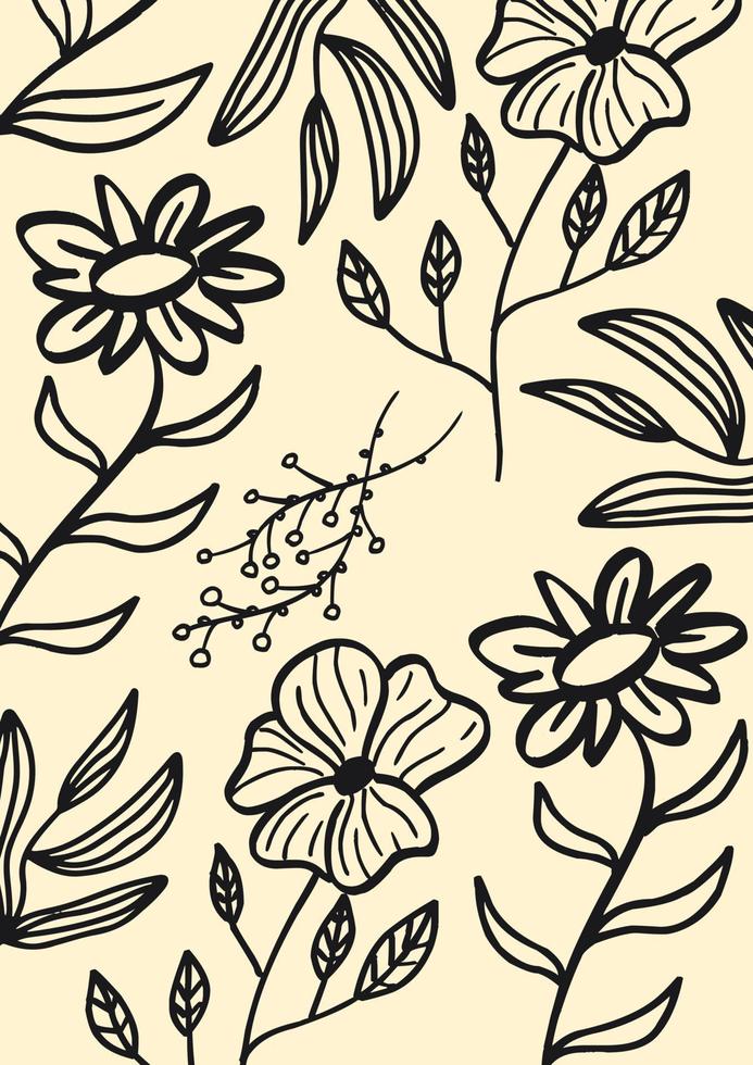 fundo de padrão floral de desenho de mão vetor