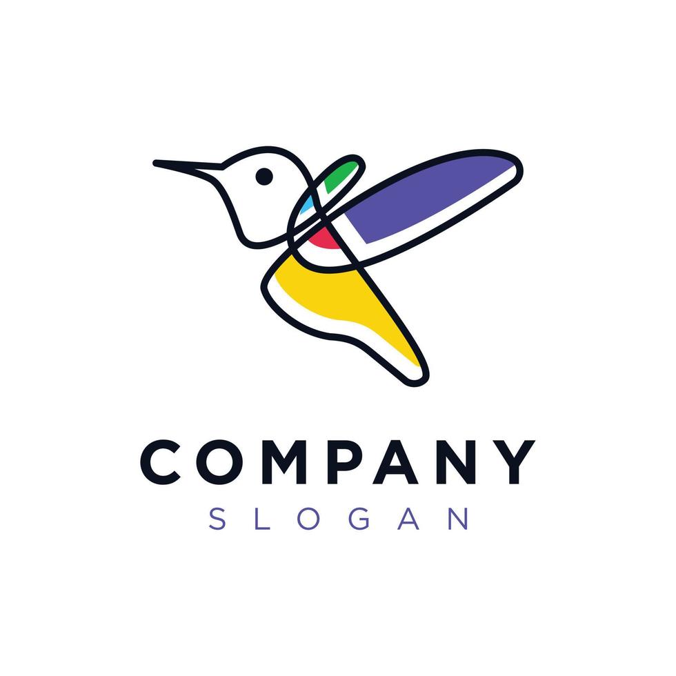 conceito de ícone de logotipo abstrato de arte de linha de pássaro colorido. vetor