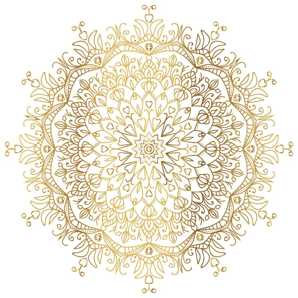 mandala com gradiente dourado. ornamental de luxo na cor dourada. ornamento redondo, repetindo elementos. vetor