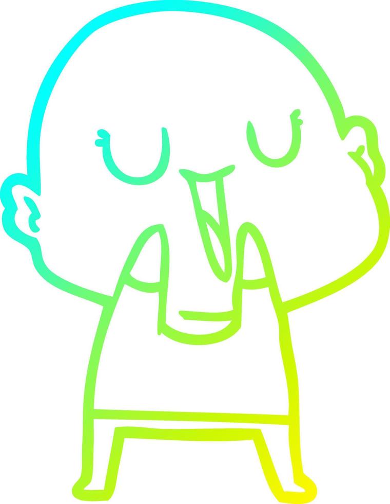 linha de gradiente frio desenhando homem careca de desenho animado feliz vetor