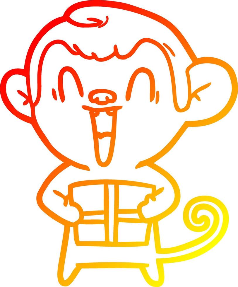 desenho de linha de gradiente quente desenho animado macaco rindo vetor