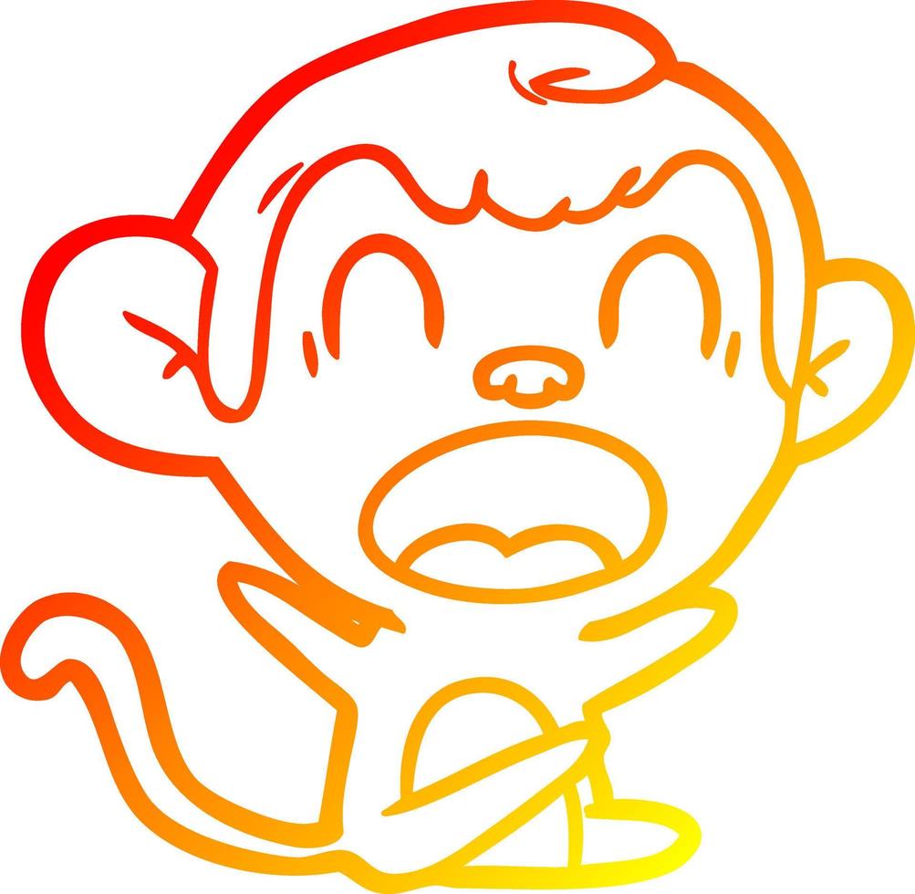 desenho de linha de gradiente quente gritando macaco de desenho animado vetor