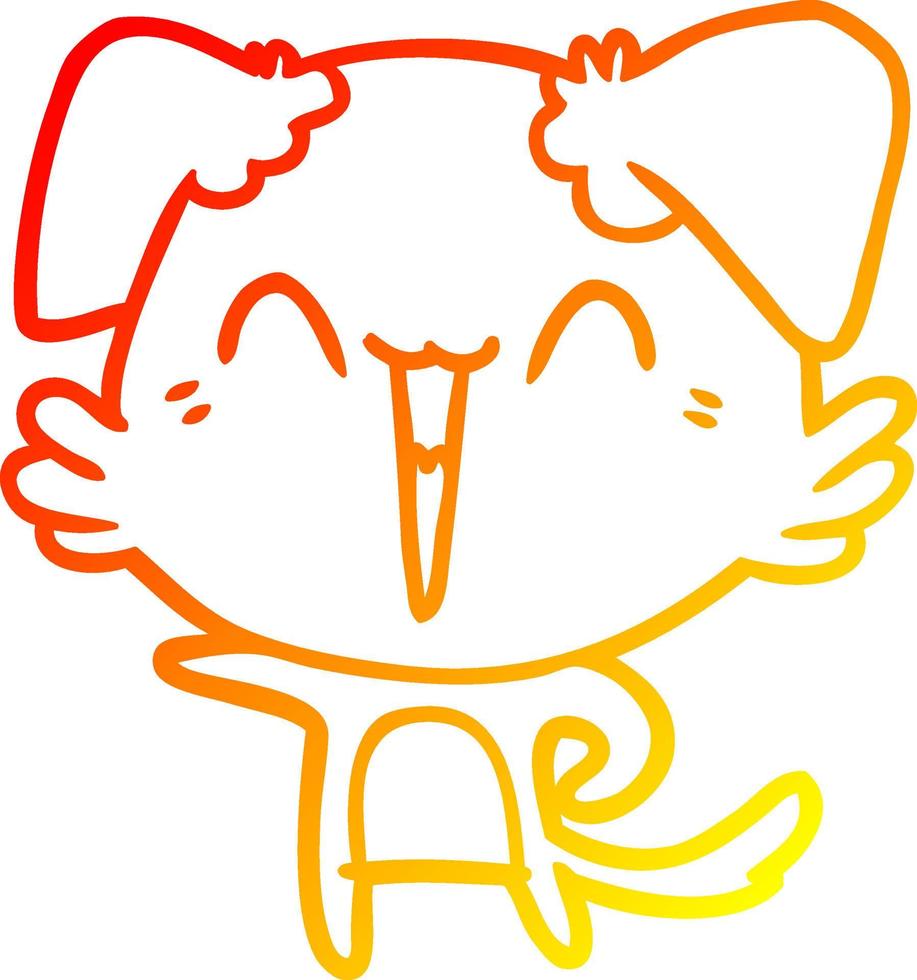 desenho de linha de gradiente quente desenho animado de cachorro apontando feliz vetor