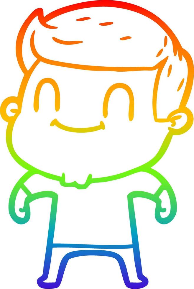desenho de linha gradiente arco-íris desenho animado homem amigável vetor