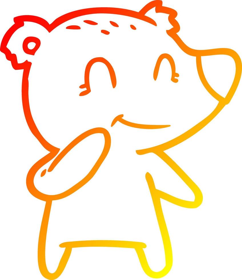 desenho de linha de gradiente quente desenho de urso polar sorridente vetor