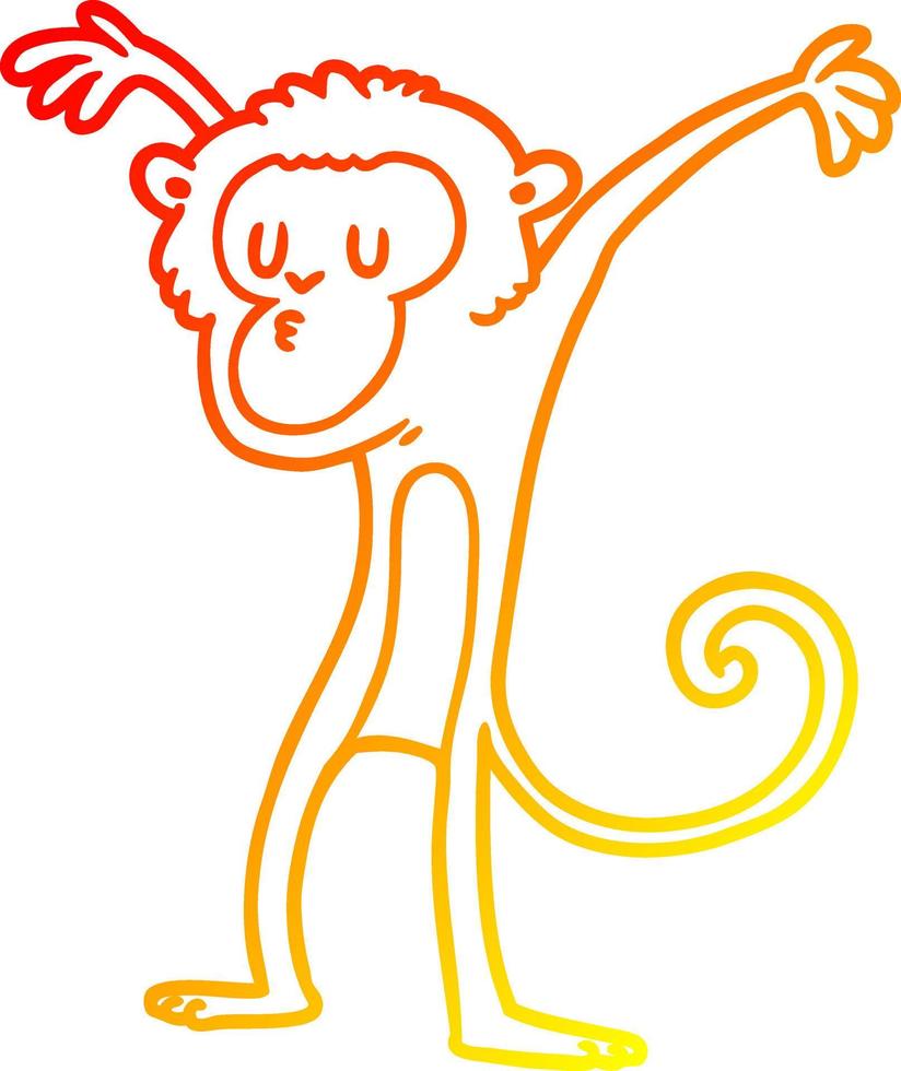 macaco de desenho animado de desenho de linha de gradiente quente vetor