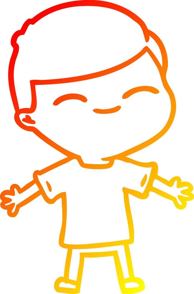 desenho de linha de gradiente quente desenho animado menino sorridente vetor