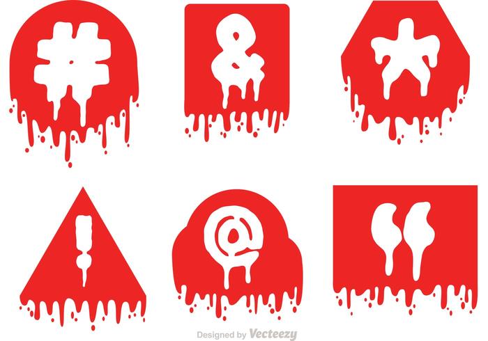 Hashtag sosial media symbol gotejamento vermelho ícones vetor