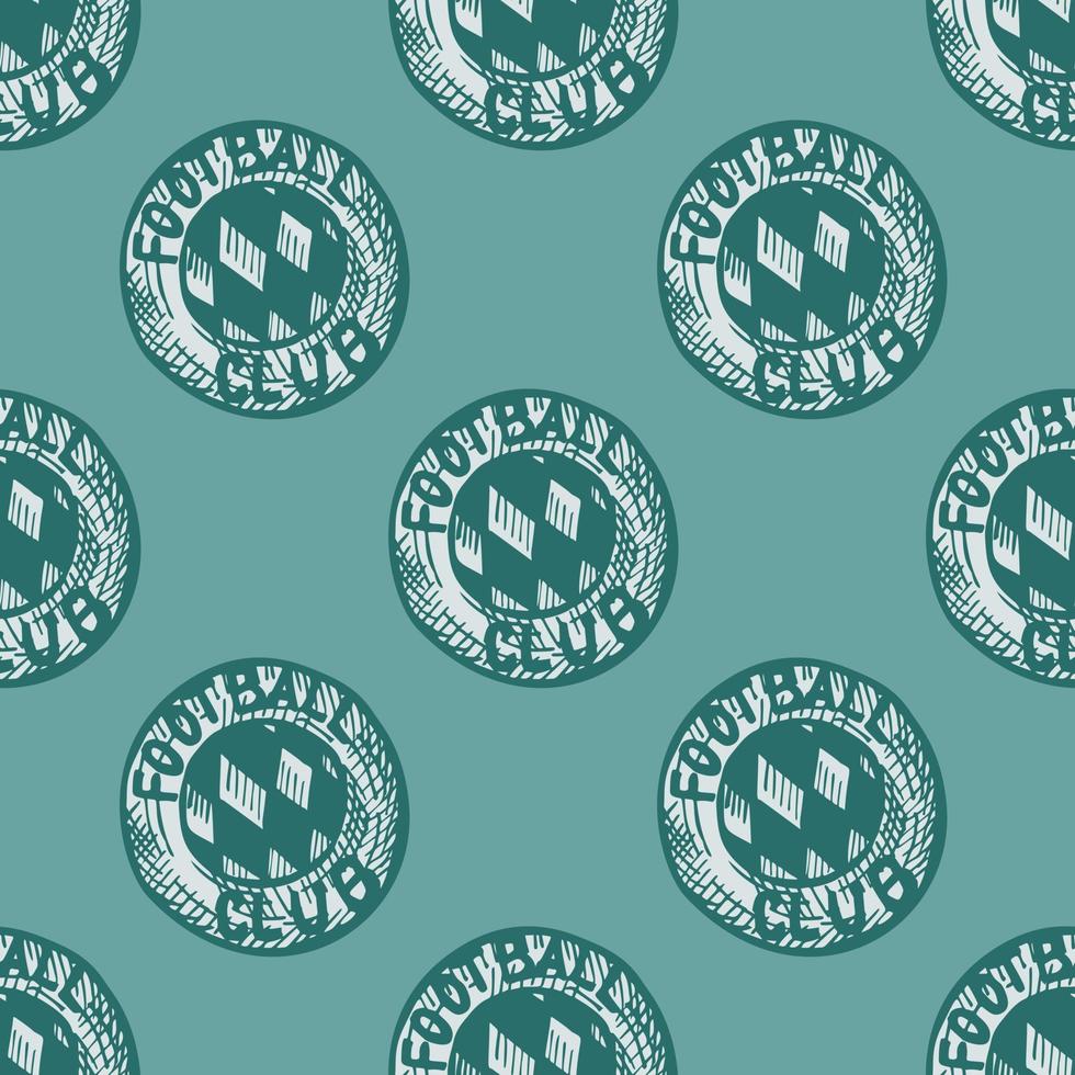 emblema de futebol gravura padrão sem emenda. tema de esporte de fundo vintage estilo desenhado à mão. vetor