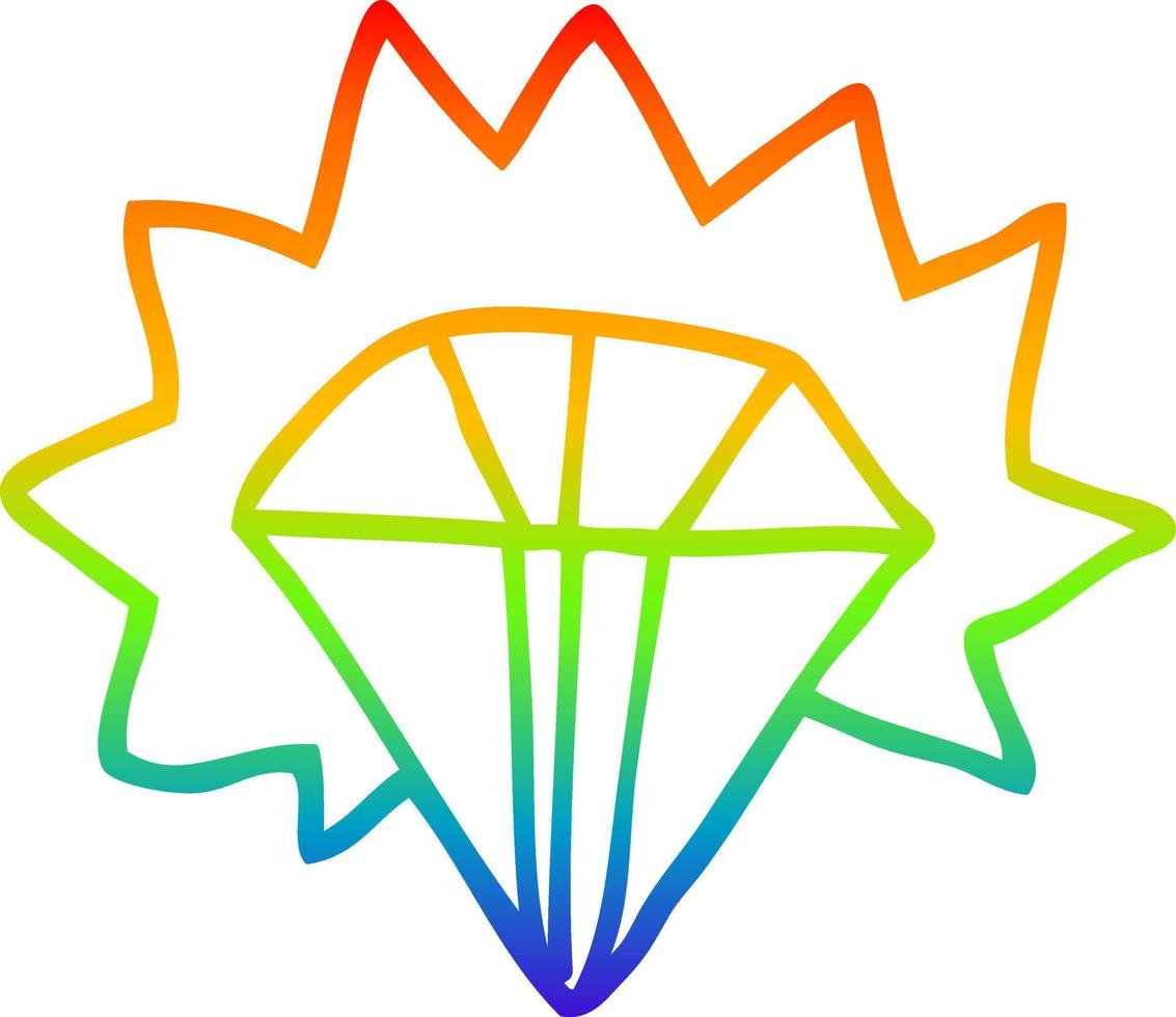 desenho de linha de gradiente de arco-íris desenho de rubi gigante vetor