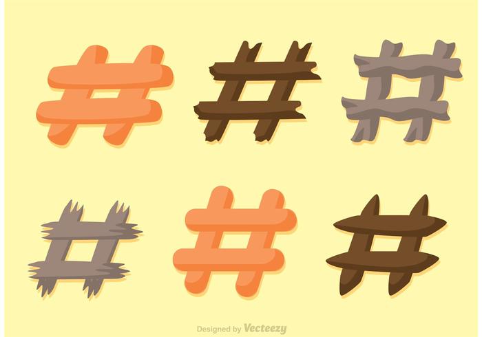 Vetores de ícones planos hashtag