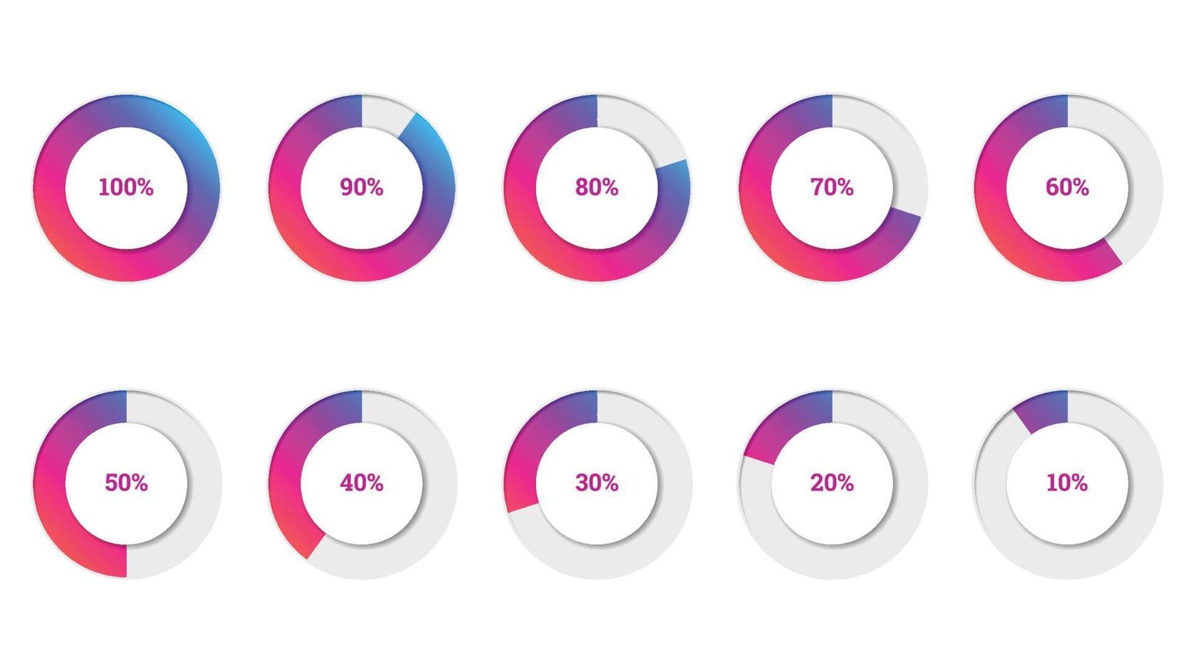 ilustração vetorial de infográficos de porcentagem em forma de círculo gradiente colorido vetor