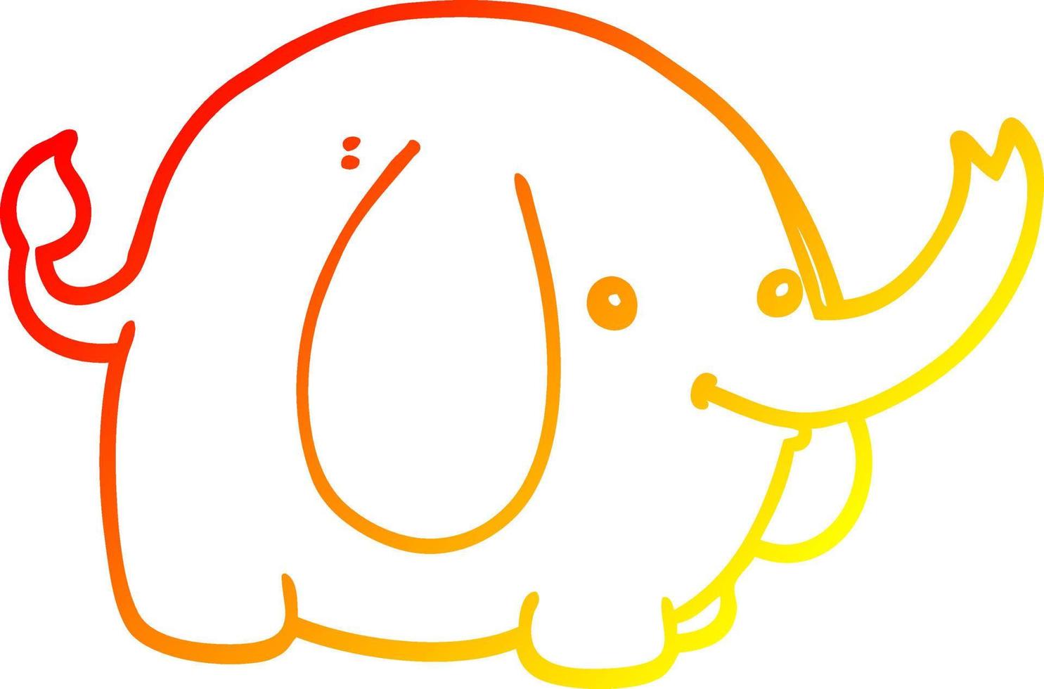 elefante de desenho animado de desenho de linha de gradiente quente vetor