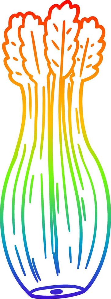 desenho de linha de gradiente de arco-íris vegetal de desenho animado vetor