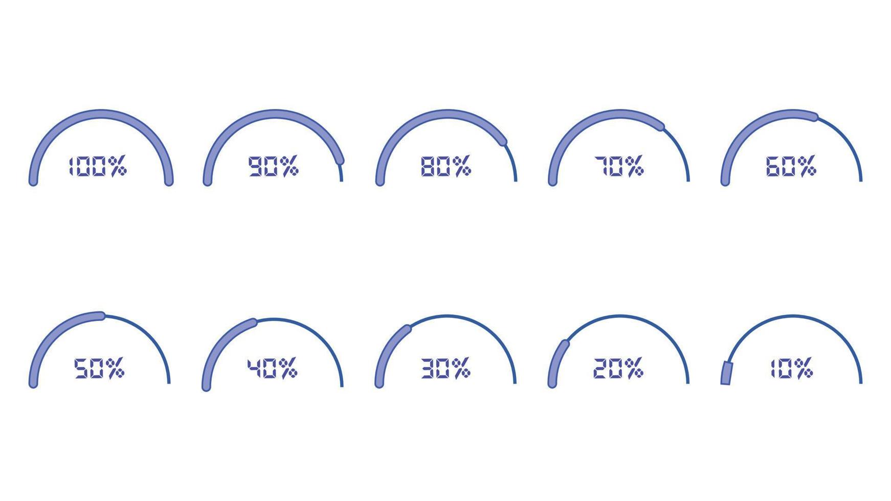 elementos de infográficos de porcentagem definidos em forma de meio círculo vetor