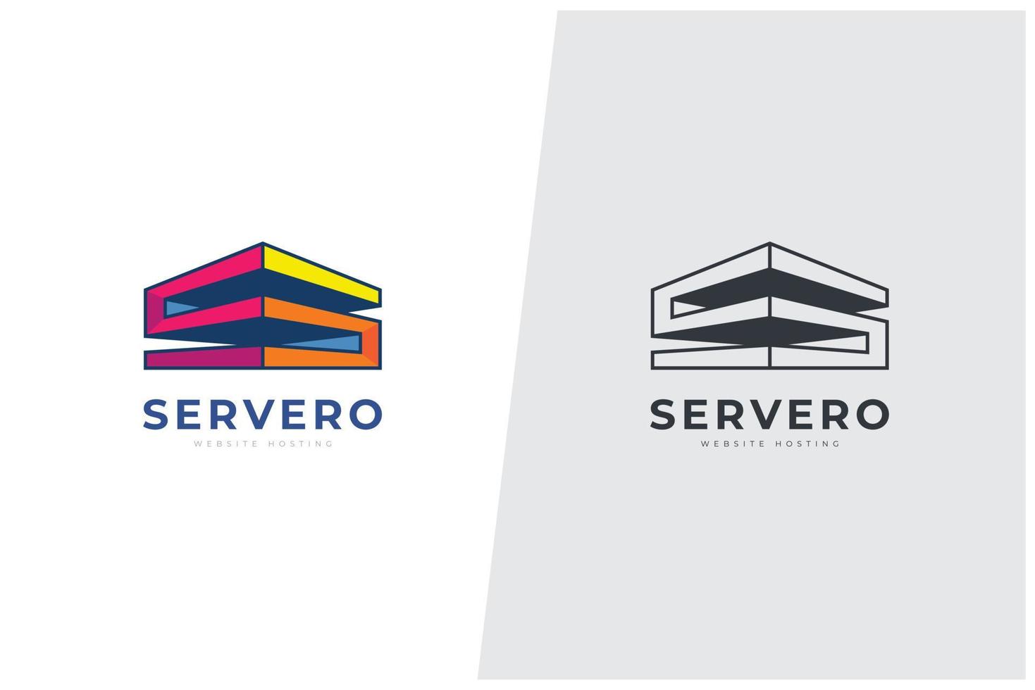 arquitetura de construção de carta de servero e modelo de logotipo de hospedagem na web vetor