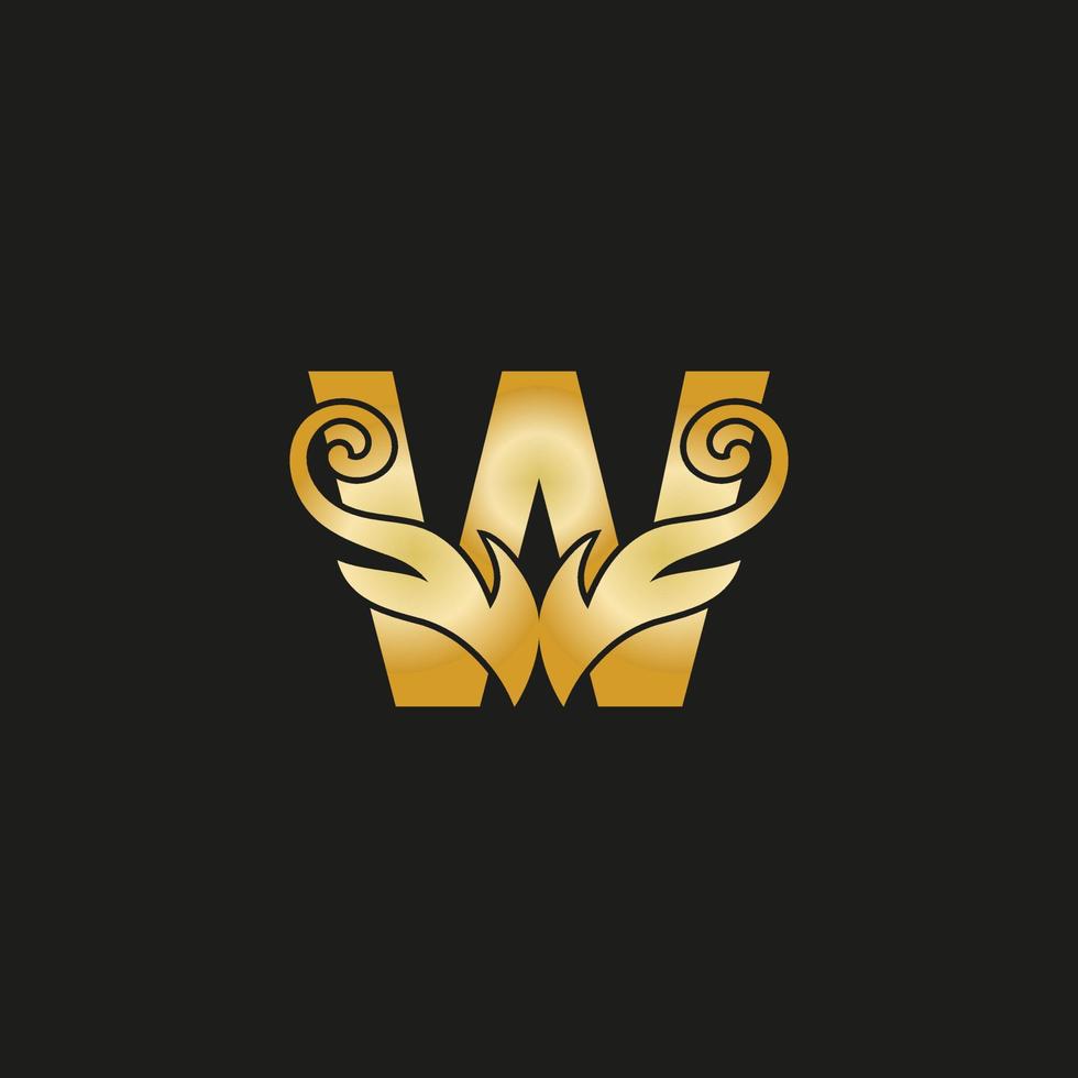 logotipo de letra w de luxo dourado. w logotipo com arquivo vetorial de estilo gracioso. vetor