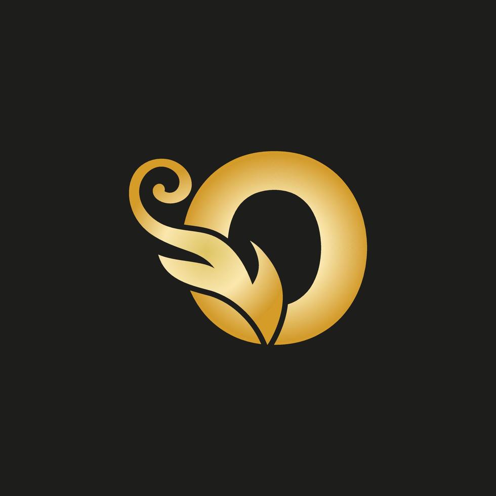 logotipo de letra o de luxo dourado. o logotipo com arquivo vetorial de estilo gracioso. vetor