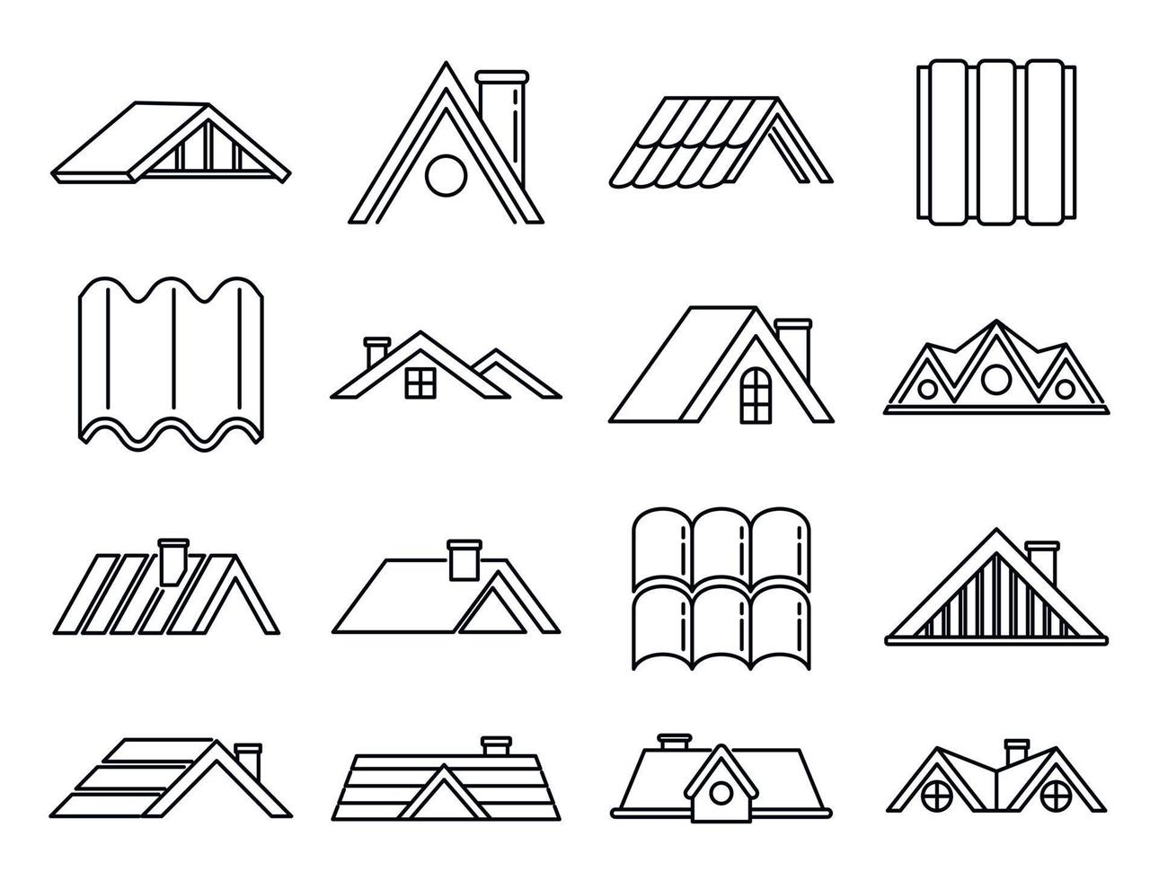 conjunto de ícones de telhado de casa, estilo de estrutura de tópicos vetor