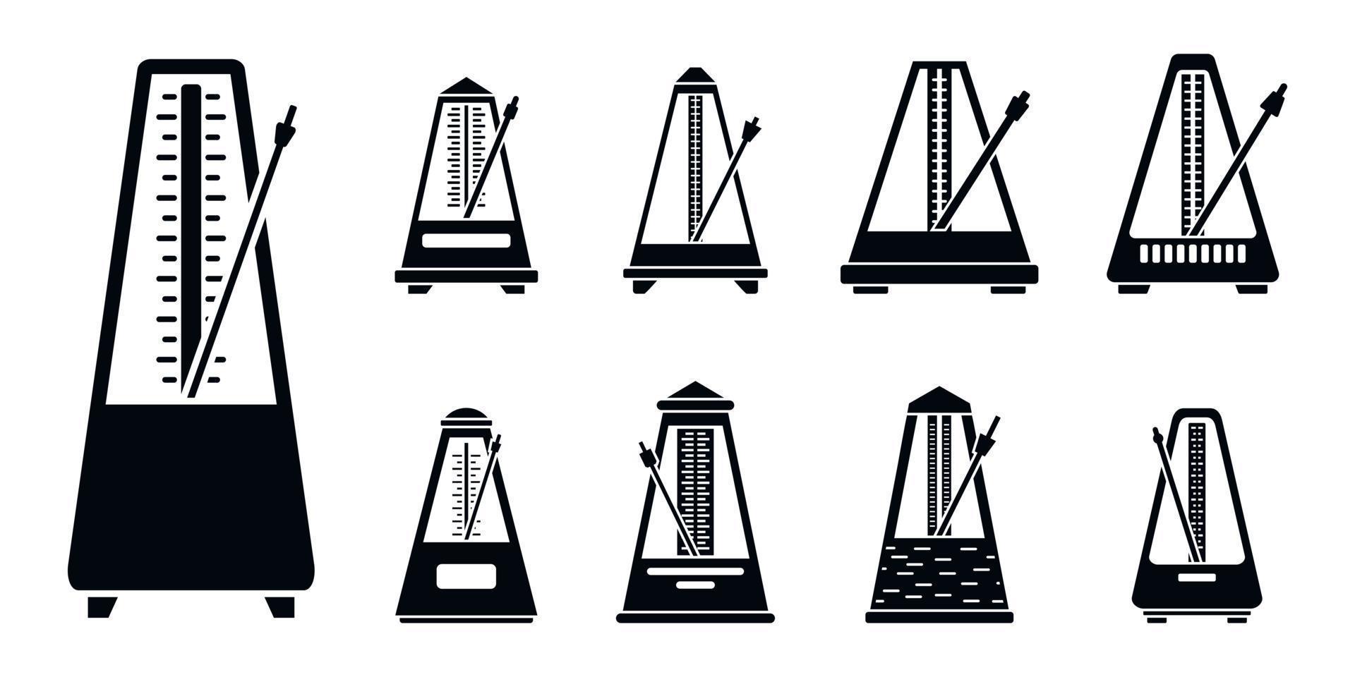 conjunto de ícones de metrônomo clássico, estilo simples vetor