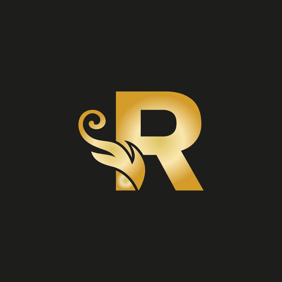 logotipo da letra r de luxo dourado. r logotipo com arquivo vetorial de estilo gracioso. vetor