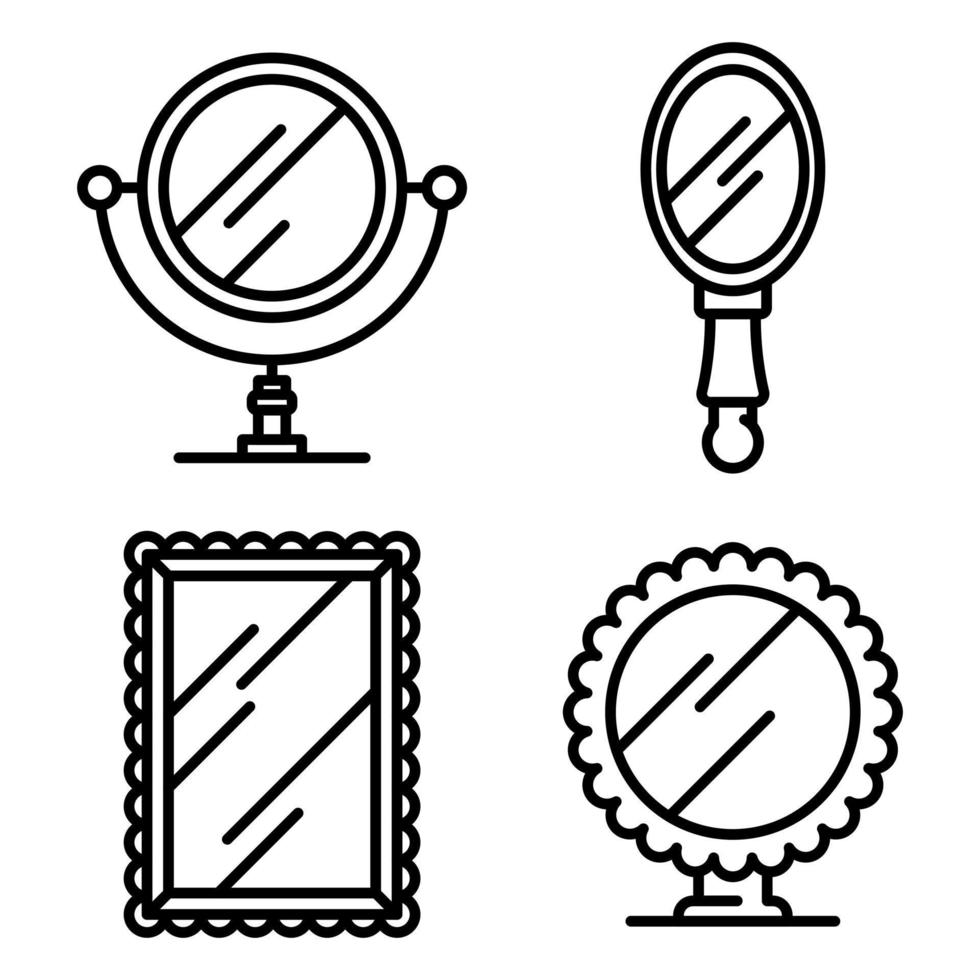 conjunto de ícones de espelho, estilo de contorno vetor
