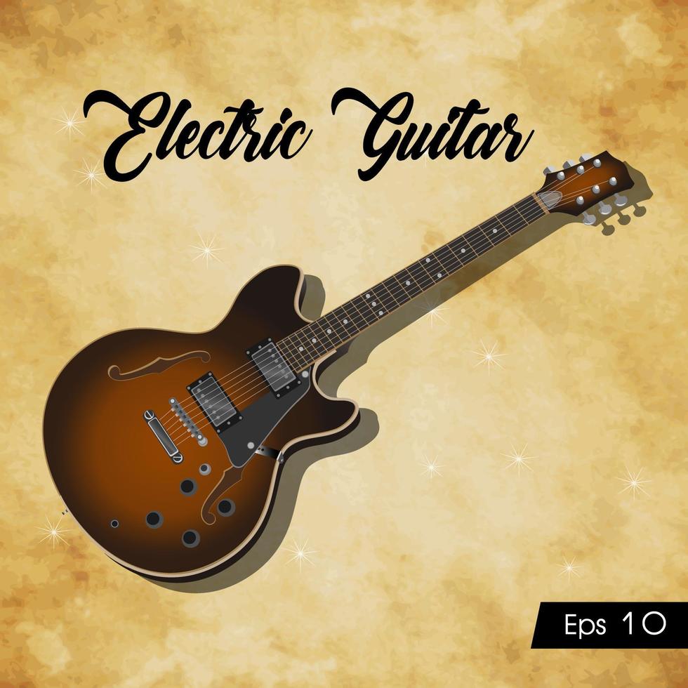 ilustração de instrumento musical de guitarra elétrica em fundo vintage vetor