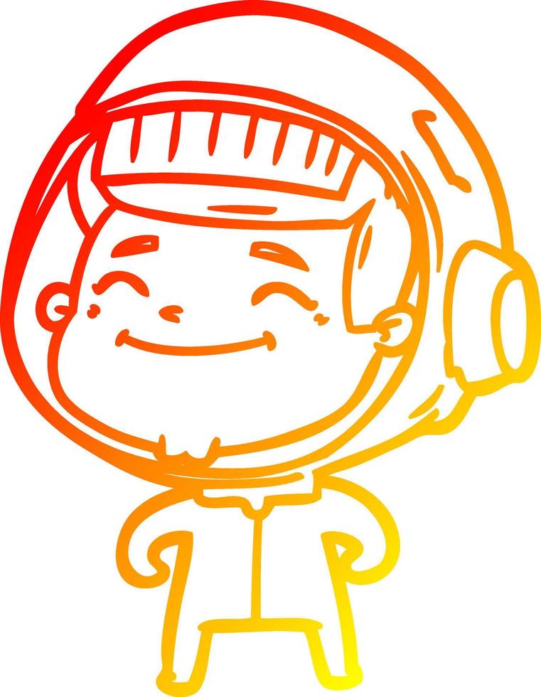 linha de gradiente quente desenhando astronauta de desenho animado feliz vetor