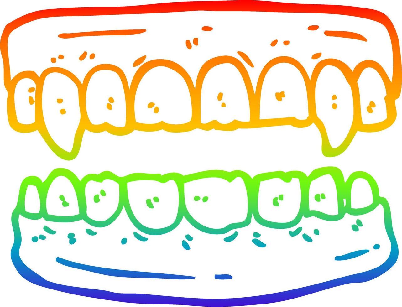 desenho de linha de gradiente de arco-íris desenhos animados dentes de vampiro vetor