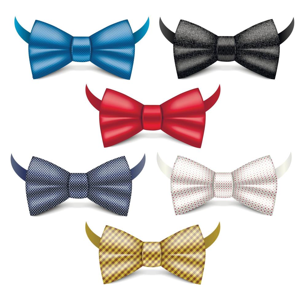 conjunto de ícones de gravata borboleta, estilo realista vetor