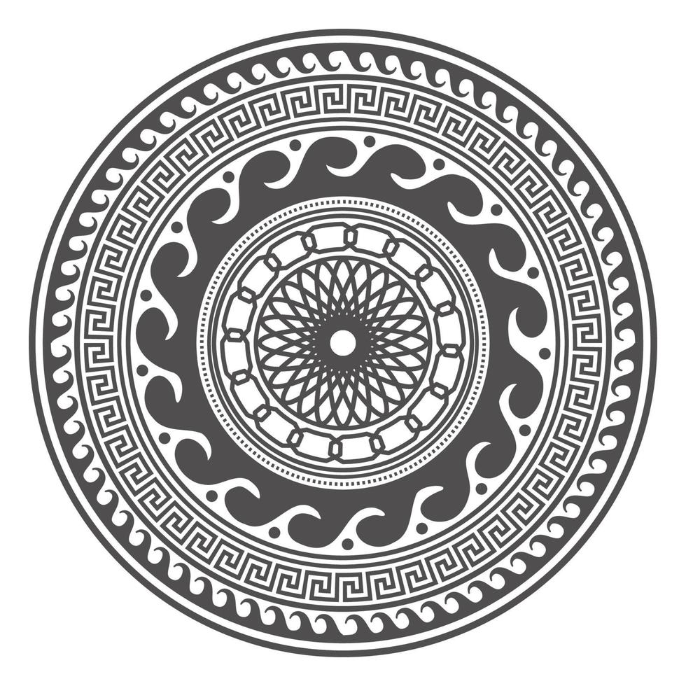bordas meandros redondos. design de mandala grega do círculo. padrões de elementos de decoração. ilustração vetorial isolada no fundo branco vetor