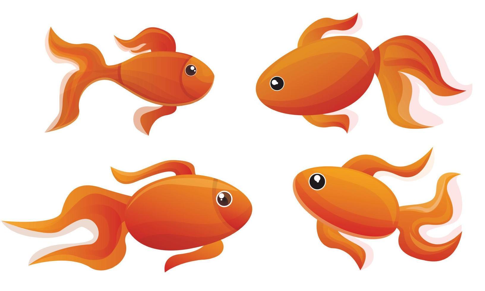 conjunto de ícones de peixinho dourado, estilo cartoon vetor