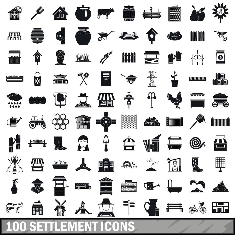 conjunto de 100 ícones de liquidação, estilo simples vetor