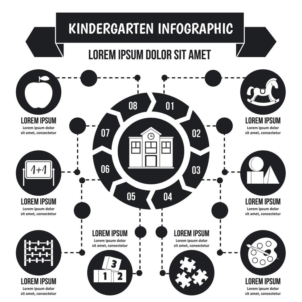 conceito de infográfico de jardim de infância, estilo simples vetor