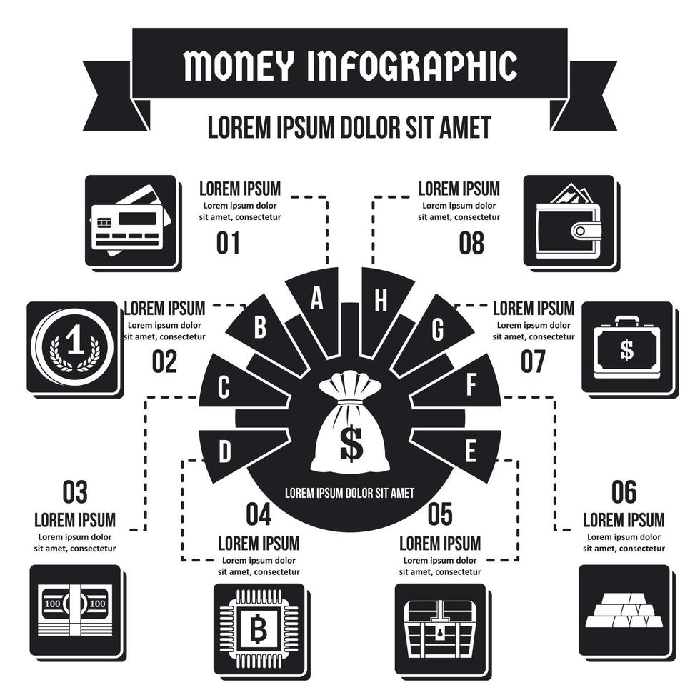 conceito de infográfico de dinheiro, estilo simples vetor