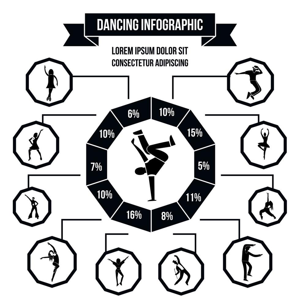 dançando infográfico, estilo simples vetor