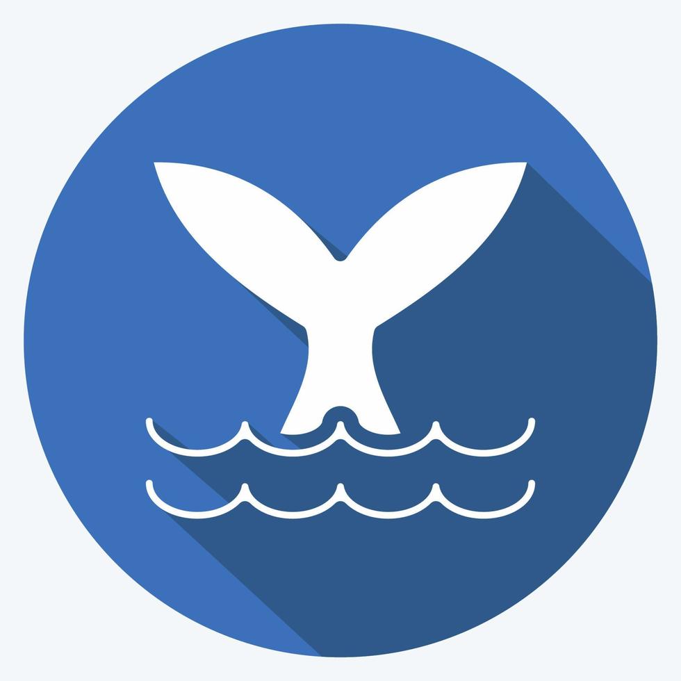 baleia ícone. adequado para o símbolo de frutos do mar. estilo de sombra longa. design simples editável. vetor de modelo de design. ilustração simples