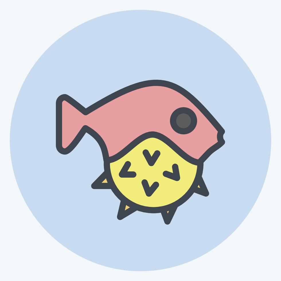 peixe baiacu ícone. adequado para o símbolo de frutos do mar. estilo de companheiro de cor. design simples editável. vetor de modelo de design. ilustração simples