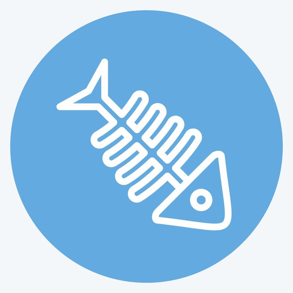 espinha de peixe ícone. adequado para o símbolo de frutos do mar. estilo de olhos azuis. design simples editável. vetor de modelo de design. ilustração simples
