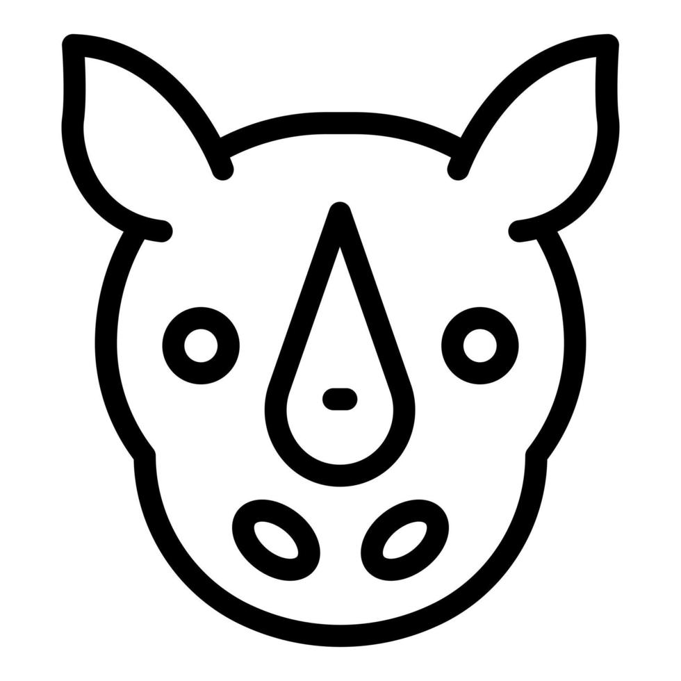 ícone de rosto de rinoceronte, estilo de contorno vetor