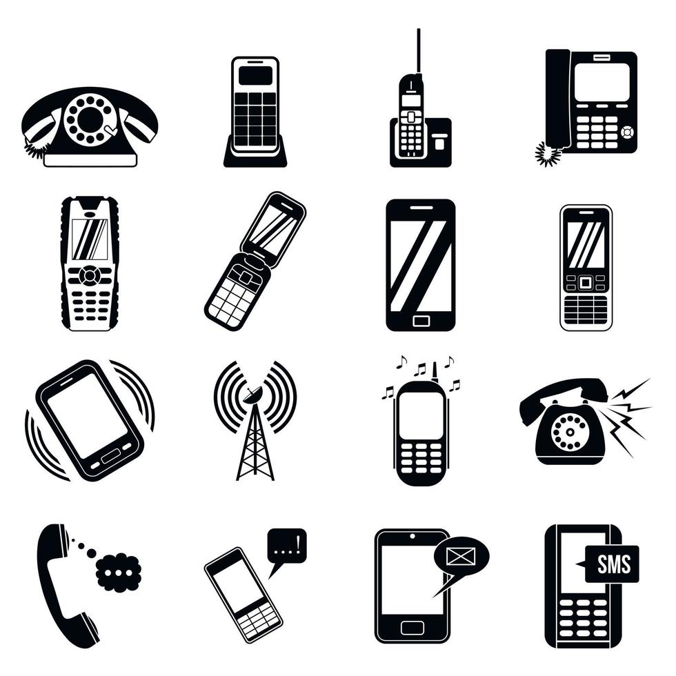 ícones simples do telefone vetor
