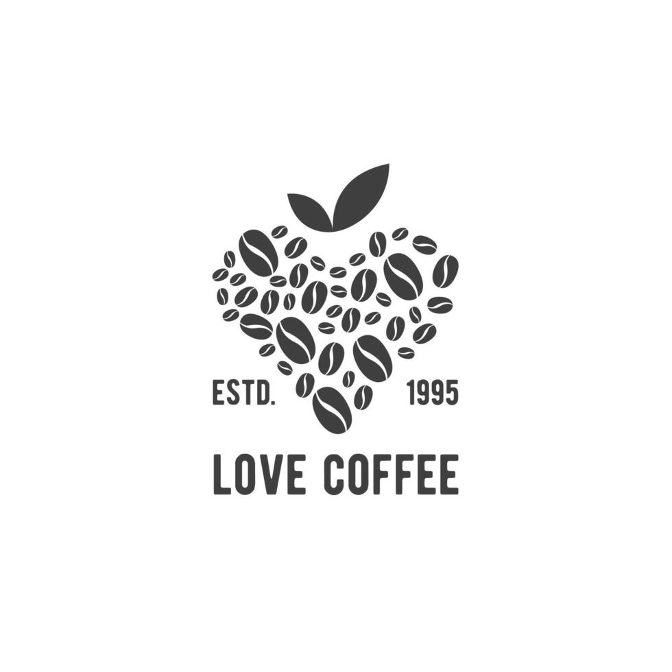 modelo de logotipo de café de amor clássico vetor