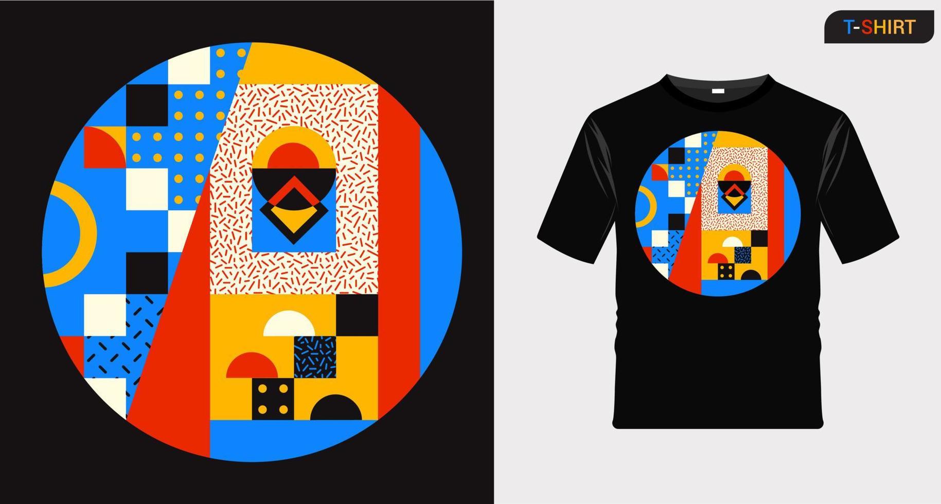 formas geométricas abstratas coloridas modernas com padrão de memphis para t-shirts ilustração vetorial adequado para negócios e impressão vetor