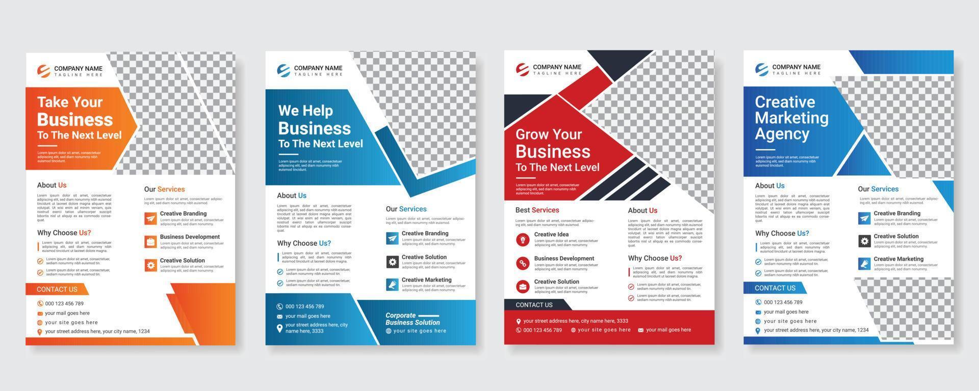 conjunto de design de modelo de panfleto de negócios colorido criativo corporativo, panfleto de negócios mínimo ou design de modelo vetorial vetor