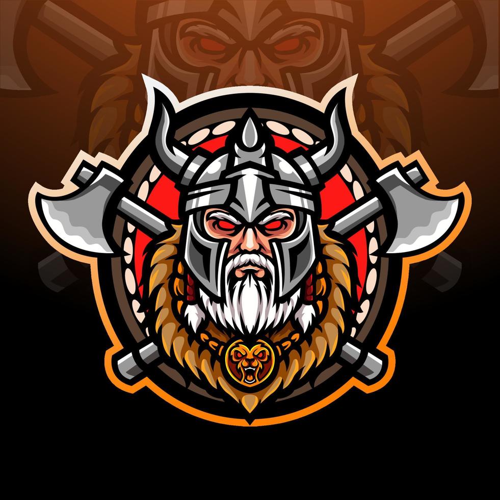 design do logotipo do mascote viking esport vetor